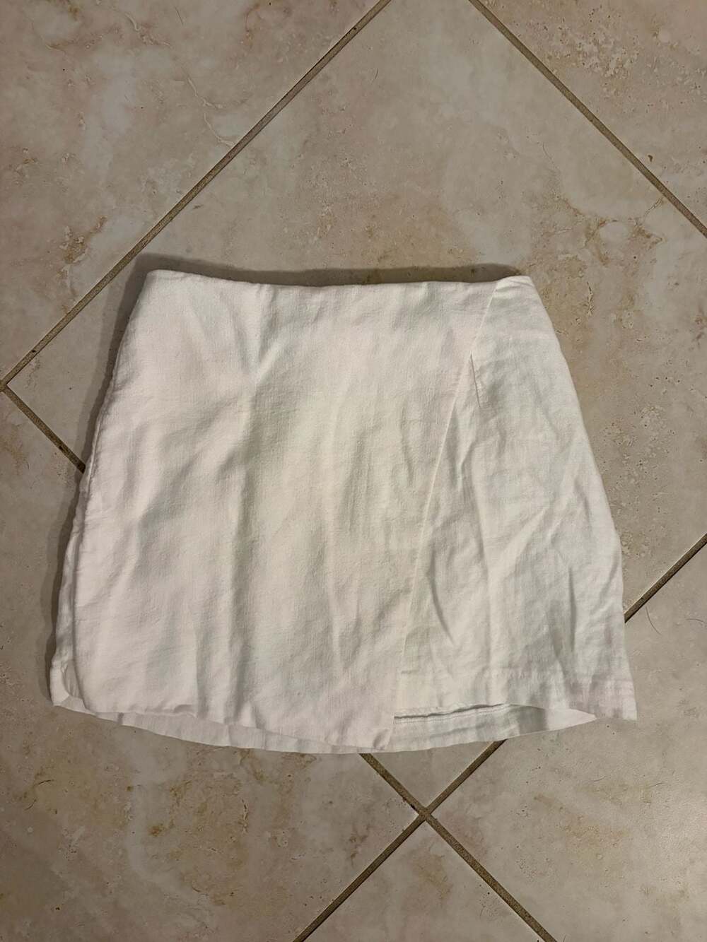 Abercrombie & Fitch White Linen Blend Wrap Skort